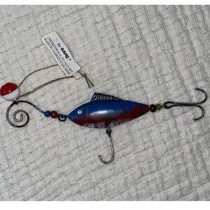 Vintage Fishing Lure Ornament Handpainted Metal Christmas by Ganz